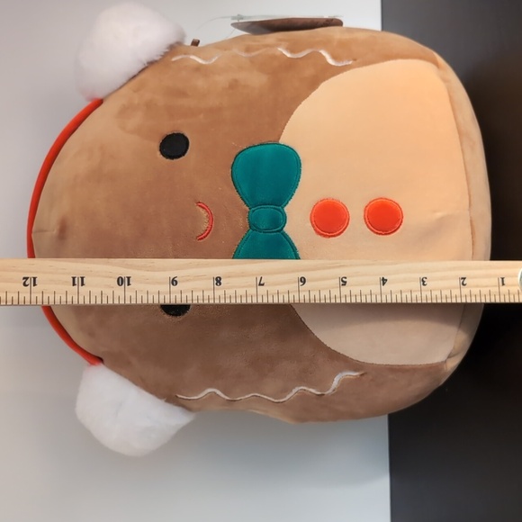 Squishmallow Jordon the Gingerbread Boy Plush with Bow Tie and Ear Muffs,NWT. - Picture 9 of 9